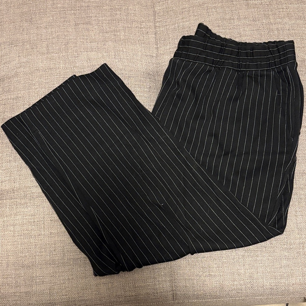 a new day Black and White Striped Cropped Pants